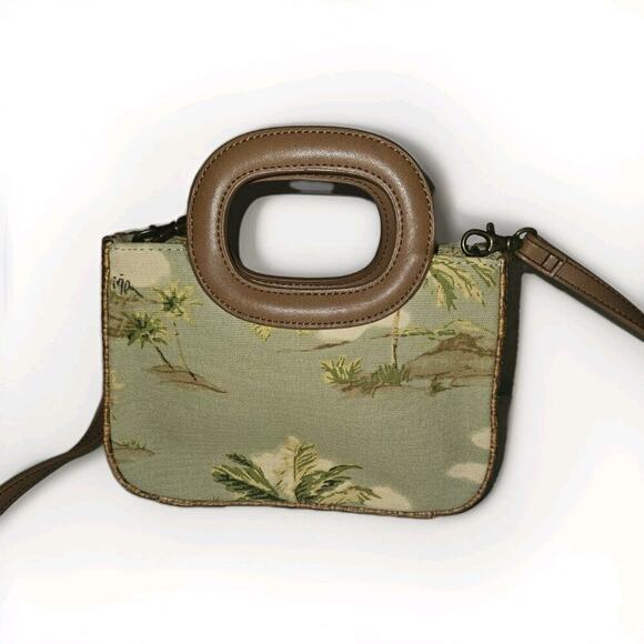 Fossil Oasis Mini Crossbody Tropical Leather Woven EUC 8x5.5x2.5 - Picture 3 of 13